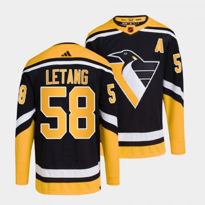 Pittsburgh Pittsburgh Penguins #58 Kris Letang Men's adidas Reverse Retro 2.0 Authentic Player Jersey Black